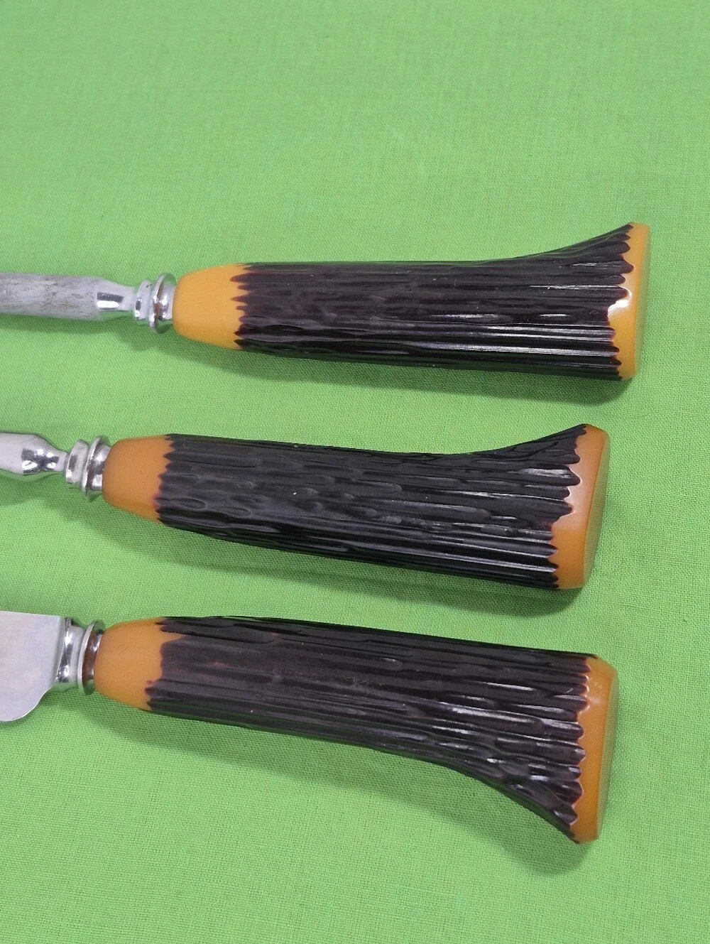 Vtg. B. Thomas & Co. MCM 3-Piece Bakelite Carving Knife Set Sheffield, England